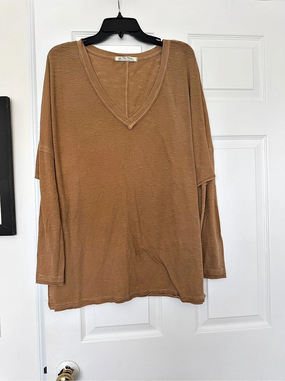 We The Free Nina V-Neck Long-Sleeve Tee Brown Medium